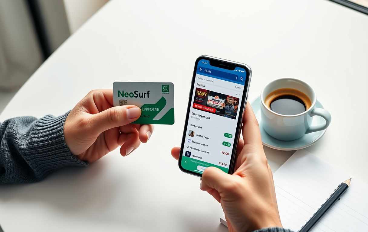 Neosurf-kupong og smarttelefon med bettingside – anonym betalingsmetode