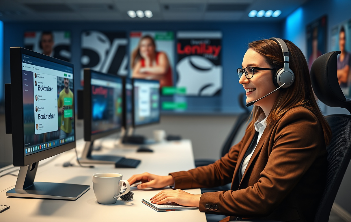 Kundeservicemedarbeider hos bookmaker som hjelper en norsk spiller via live chat.