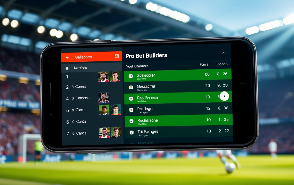 Smarttelefon med oddsbygger-grensesnitt for fotballkamp