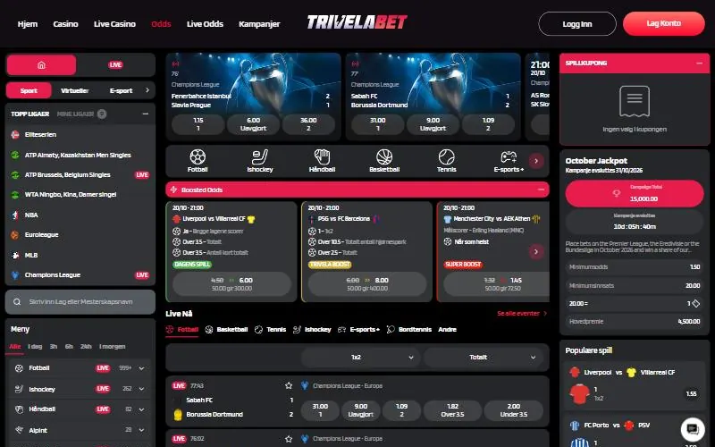 Sportsboken hos Trivelabet